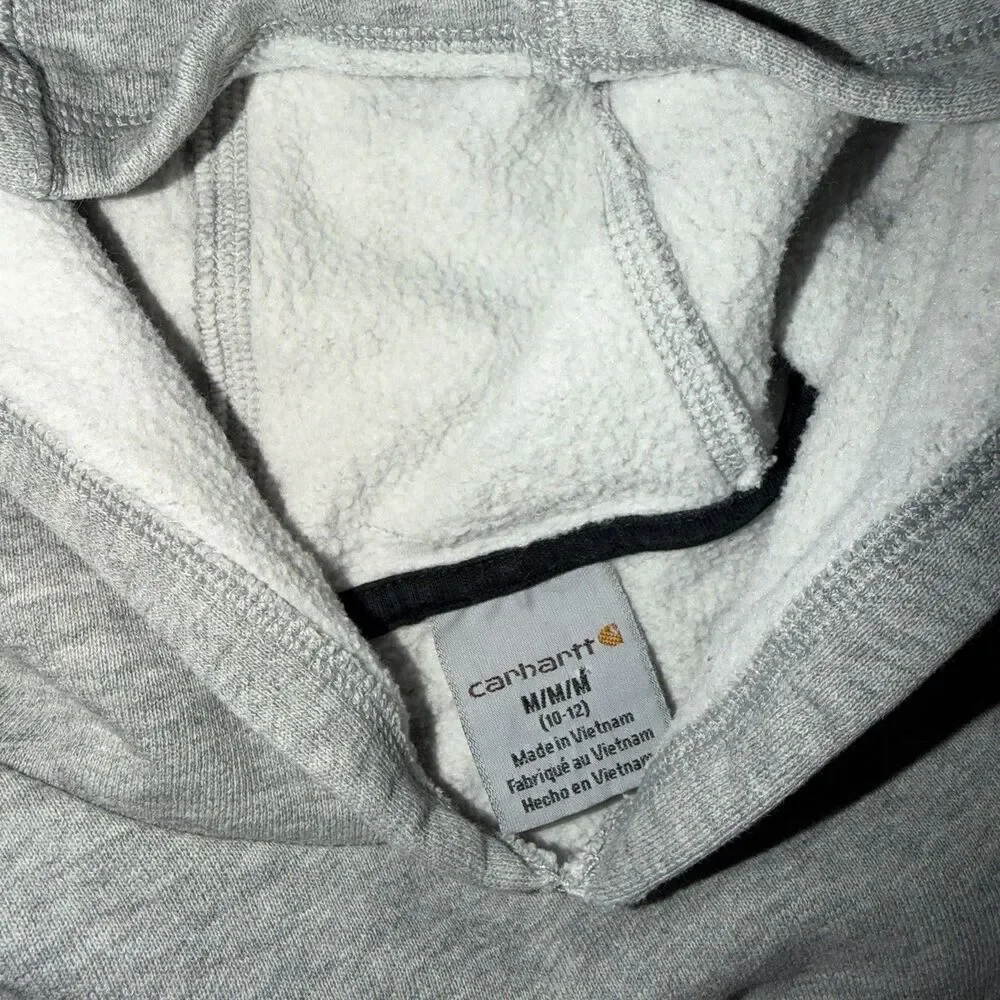 Carhartt Sweatshirt Youth Medium (10-12) Gray Long Sleeve Relaxed Fit Hoodie - Picture 5 of 9